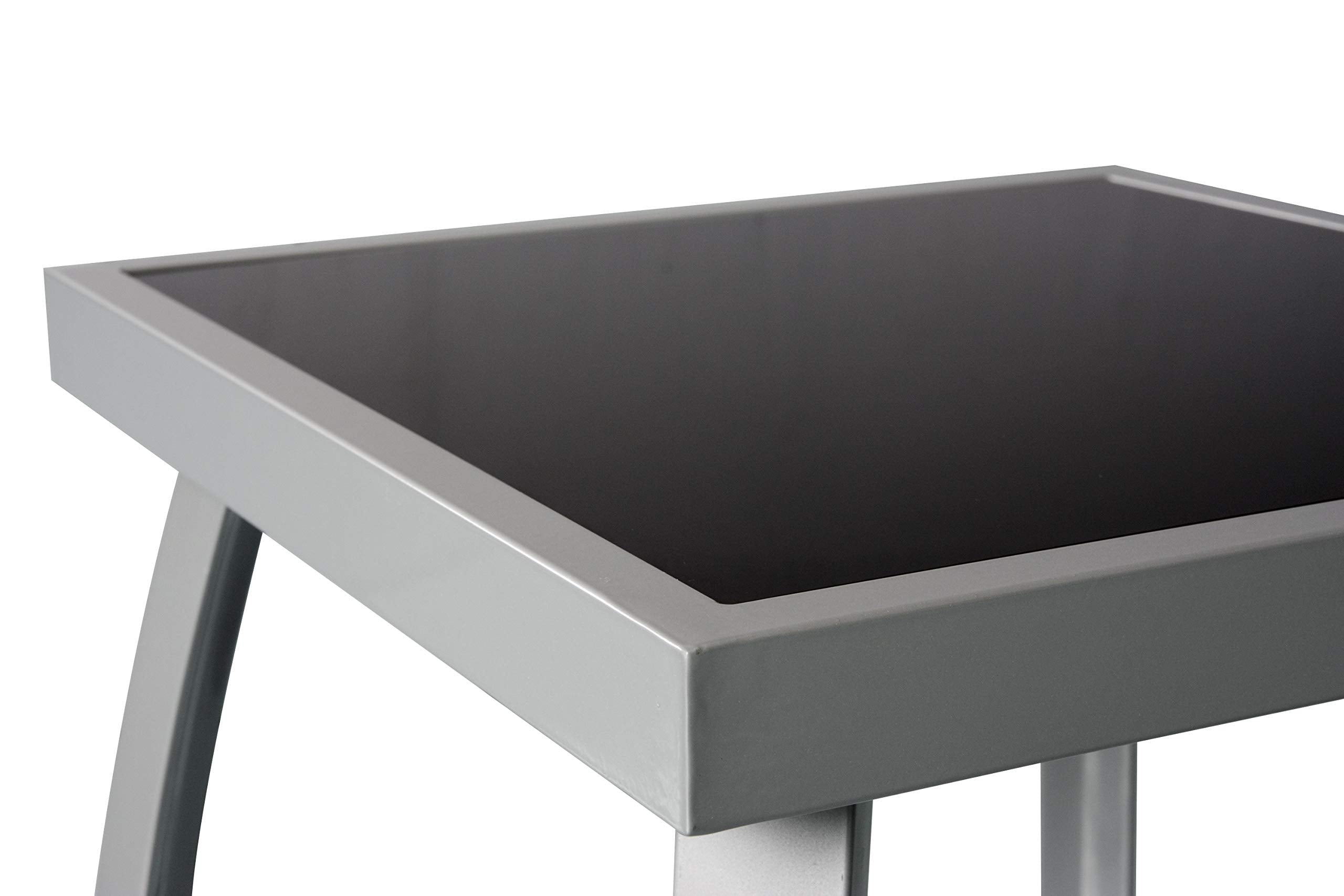 Jarder Garden Coffee Side Snack Table | Square | Aluminium & Tempered Glass | Patio Outdoor