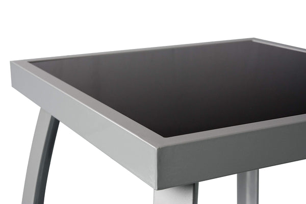 Jarder Garden Coffee Side Snack Table | Square | Aluminium & Tempered Glass | Patio Outdoor