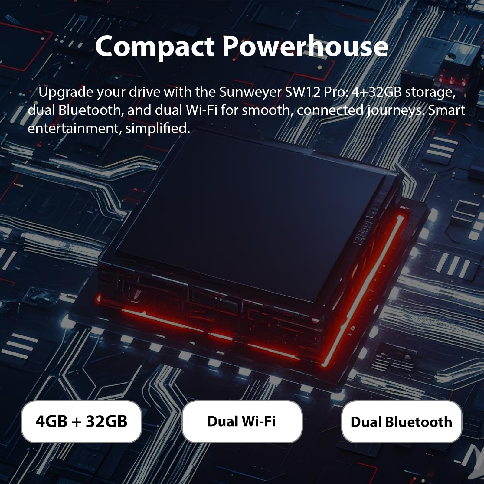 Sunweyer Wireless CarPlay Adapter Car Streaming Device Ai Box Support Netflix, YouTube, Hulu, Disney+, Android Auto Wireless Adapter with LED Ambient Light, Easy to Setup 3 in 1, Dual WiFi Bluetooth