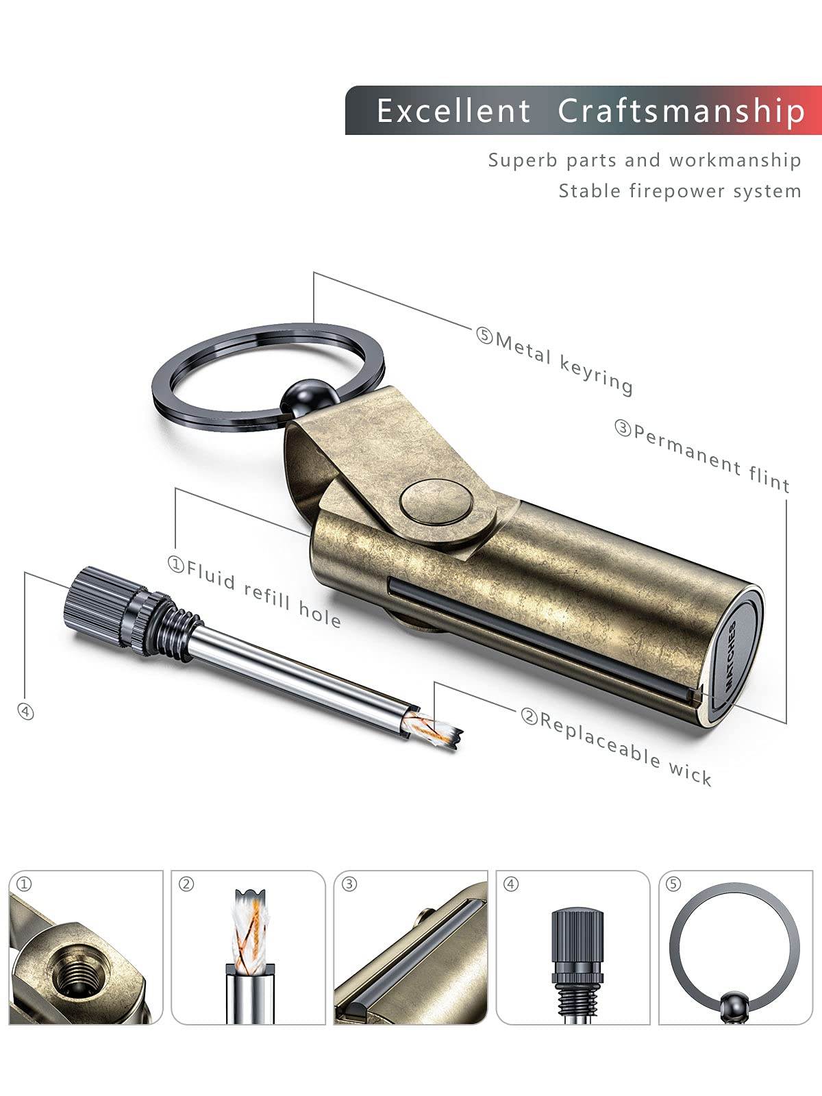 VVAY Permanent Match Lighter with Keyring (Sold without Fluid)