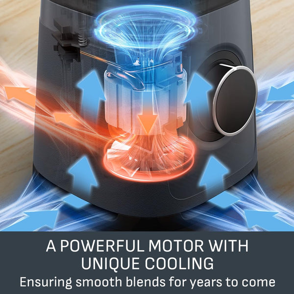 Tefal PerfectMix+ High-Speed Blender, 2L Lightweight Tritan Jar, Durable Titanium Powelix Blades, 1200W, Powerful Blending, Smoothie, Soup, Auto Clean Program, Dishwasher-Safe Parts, Black, BL88A840