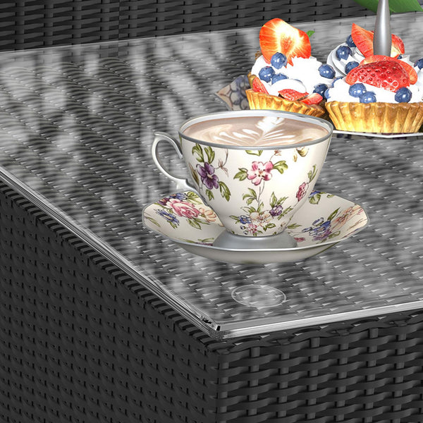 bigzzia Rattan Garden Furniture Set, 4 piece Patio Rattan furniture sofa Weaving Wicker includes 2 Armchairs,1 Double seat Sofa and 1 table (Black)