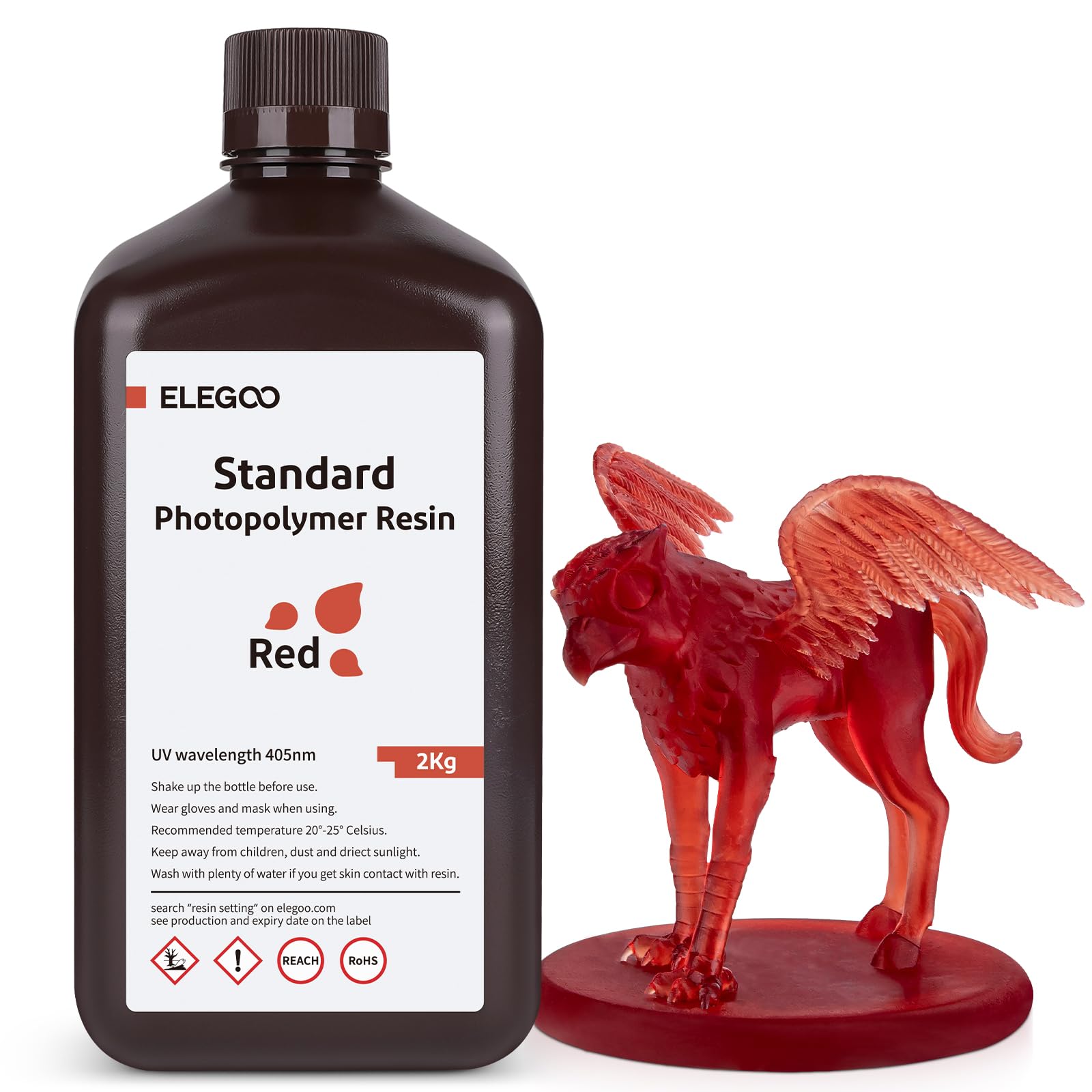 ELEGOO 8K 3D Printer Resin, Standard Photopolymer Resin 405nm UV-Curing Resin, Best for 8K/9K/12K/14K/16K LCD 3D Printer Space Grey 1000G