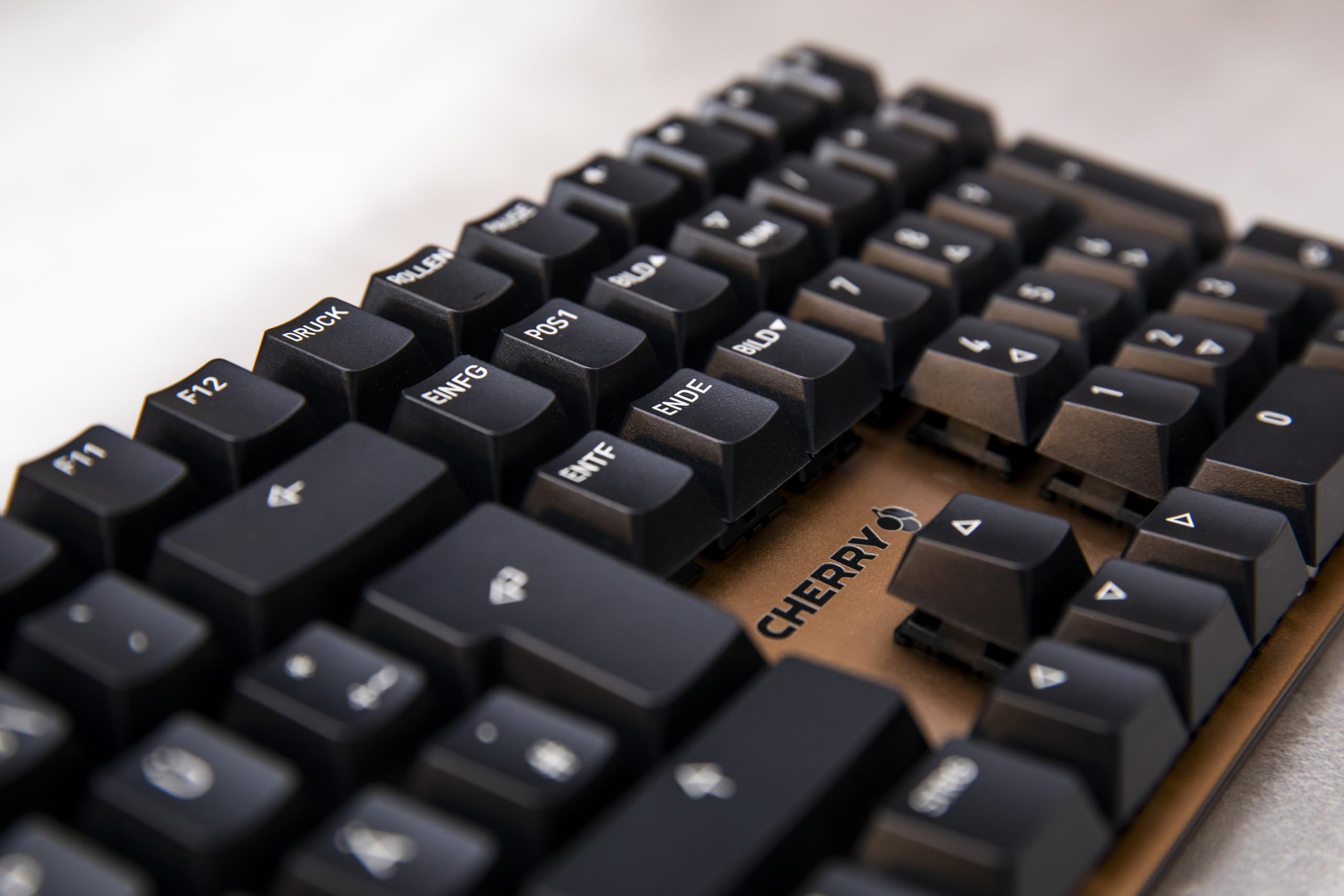 CHERRY KC 200 MX, Mechanical Office Keyboard with Anodised Metal Plate, UK Layout (QWERTY), Wired, MX2A BROWN SWITCHES, Bronze/Black