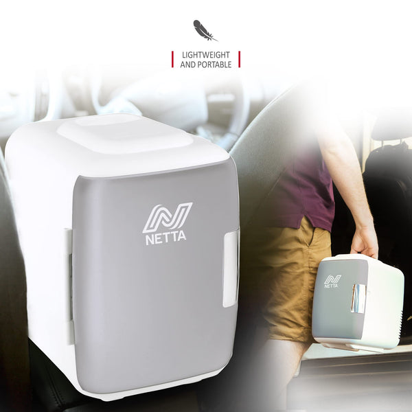 NETTA 5L Mini Fridge - Portable Small Fridge for Drinks, Snacks, Skincare - For Bedroom, Student Dormitory, Office With Cooling And Warming Function - AC/DC Portable – Black