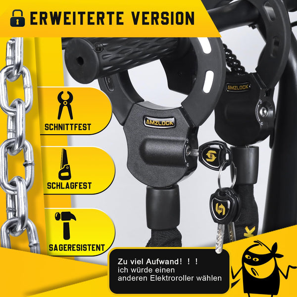AMZLOCK Bike Lock, Electric Scooter Lock, Anti-Theft Device for Scooters/Electric Scooters/Bicycles/Motorcycles, High-Security HandcuffLock with Keys
