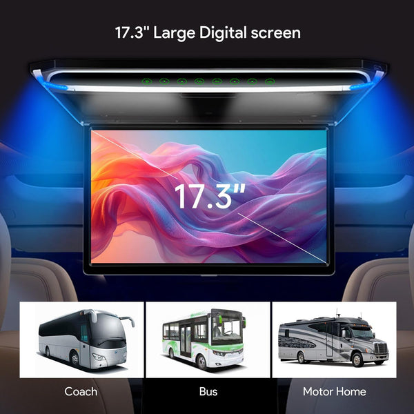 [New] XTRONS 17.3 Inch 16:9 Ultra-thin FHD Digital TFT Screen 1080P Video Car Overhead Player Roof Mounted Monitor Built-in HDMI/SD/USB/Infrared/FM Port