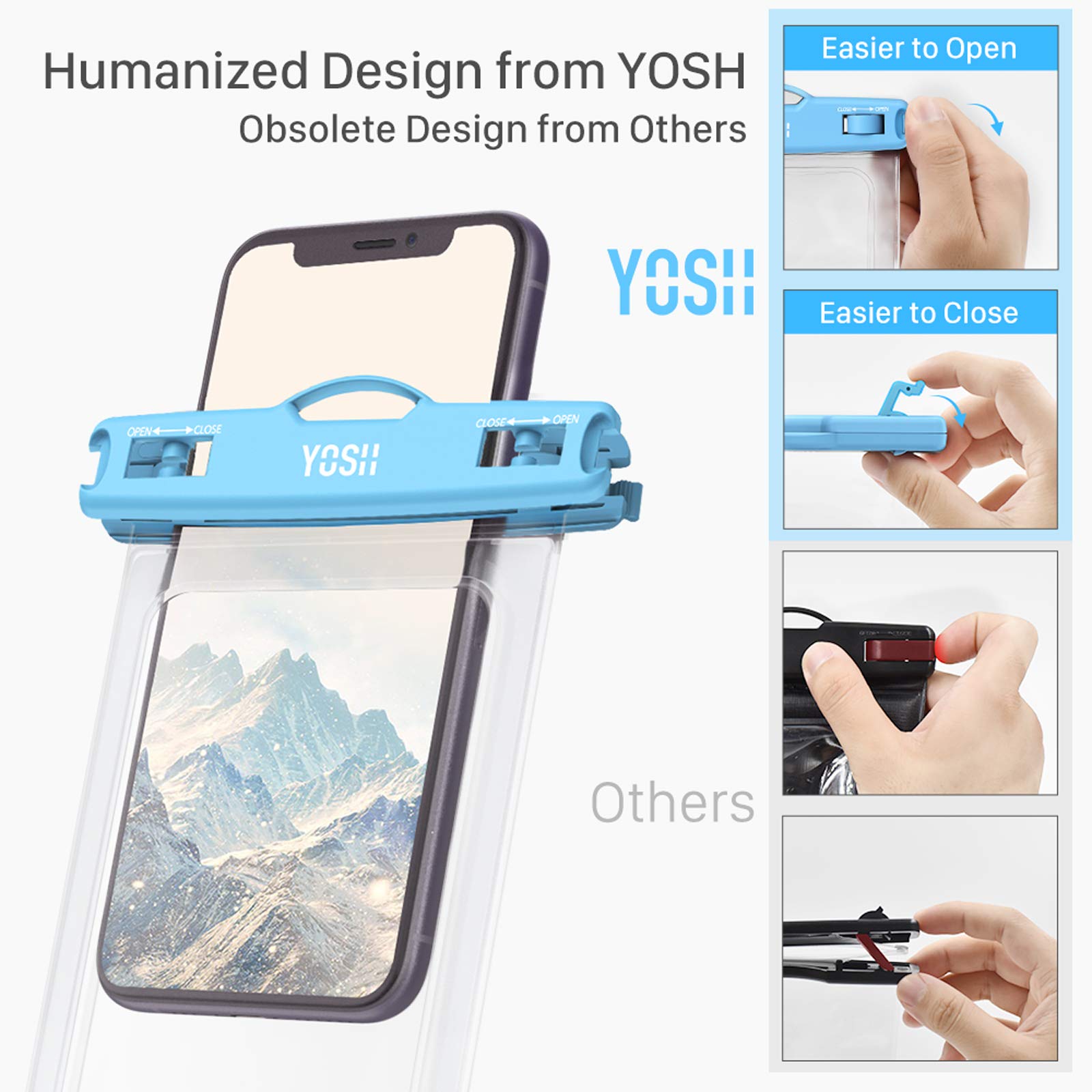 YOSH Waterproof Phone Pouch 2 Pack, 7 inch IPX8 Waterproof Phone Case for Swimming Travel Beach Trip Snorkelling Kayaking, Underwater iPhone Case for iPhone 16 15 14 Pro Max, Samsung S25 S24 Ultra