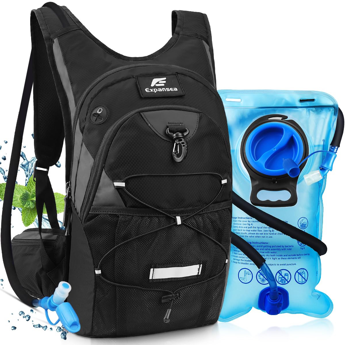 Expansea Hydration Backpack, Lightweight Insulation Hydration Pack with 3L Water Bladder, Waterproof and Breathable Large Capacity Outdoor Sport