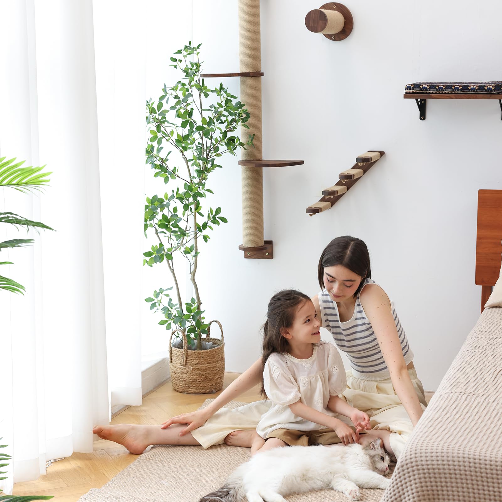 FUKUMARU Cat Hammock Wall Mounted Large Cats Shelf - Modern Beds and Perches - Premium Kitty Furniture for Sleeping, Playing, Climbing, and Lounging -