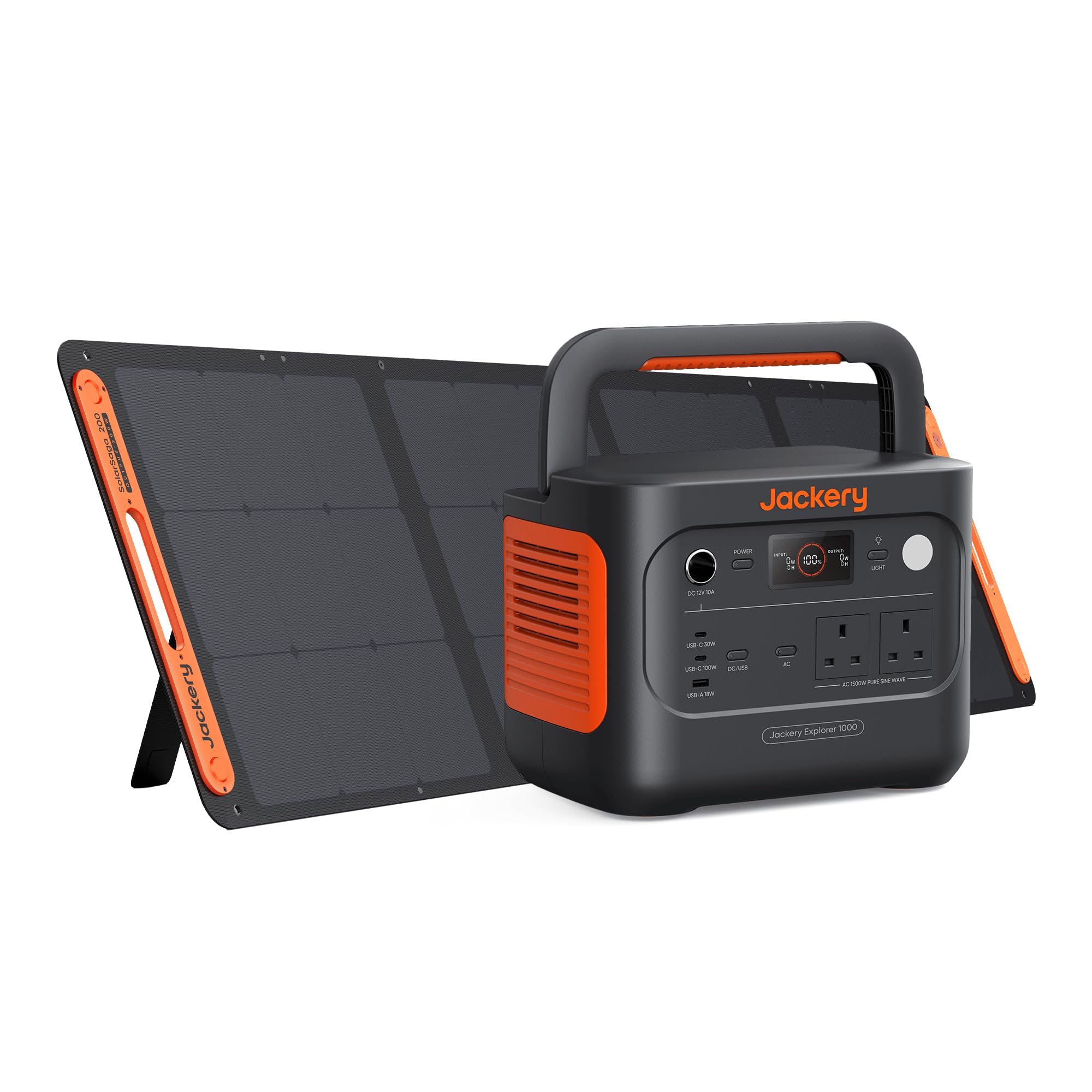 Jackery Explorer 1000 v2+ 100W Solar Panel Portable Power Station(2024 New),1070Wh LiFePO4 Battery,1500W AC/100W USB-C Output, 1 Hr Fast Charge, Solar Generator for Outdoor Camping