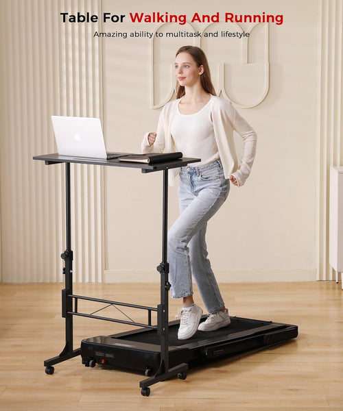 Standing Desk Adjustable Height, Mobile Stand Up Desk with Wheels Small Computer Desks, Home Office Desk, Rolling Desks, Portable Laptop Desk White Standing Table 80 x40 cm Height 70-110 cm