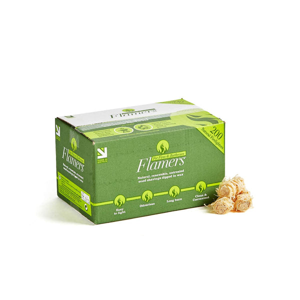 4 x 200 Flamers Natural Fire Lighters for Wood Burner Firepit Bbq Pizza Oven Fireplace Chimenea Barbecue Fire Starter - Firestarter for Kiln Dried