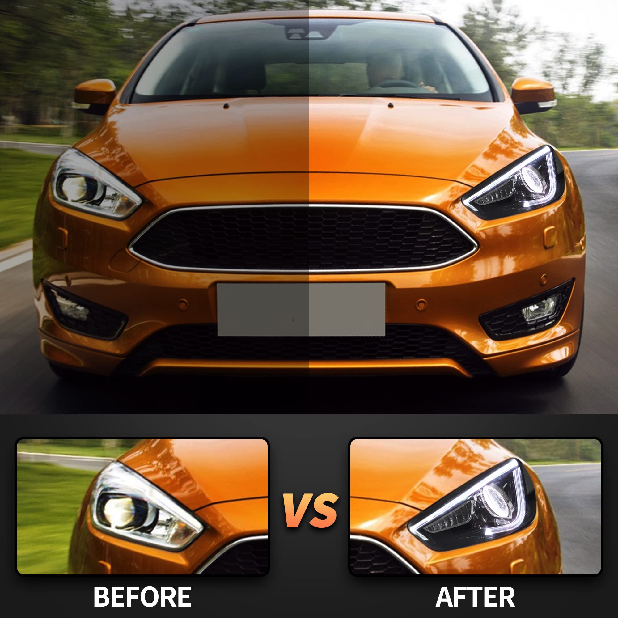 VLAND Headlights for Focus MK3 ST RS 2015-2018 Front Lights (Q5 Lens)