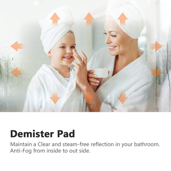 EMKE Bathroom Mirror with LED Lights - 400x600mm Backlit LED Illuminated Bathroom Mirror with Demister Heat Pad, Makeup Vanity Touch Mirror with LED