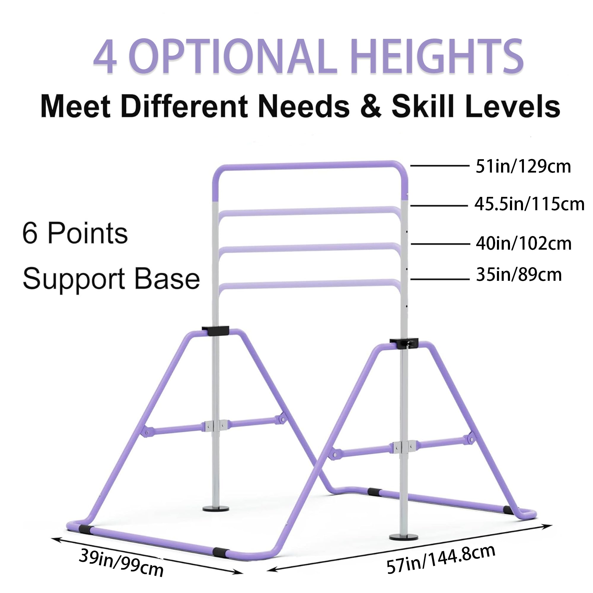 GYMMAGE Gymnastics Bars with Bar Pad, Junior Training Kip Bar Gymnastics Equipment for Home Garden, Adjustable Height Gymnastic Folding Horizontal Bar