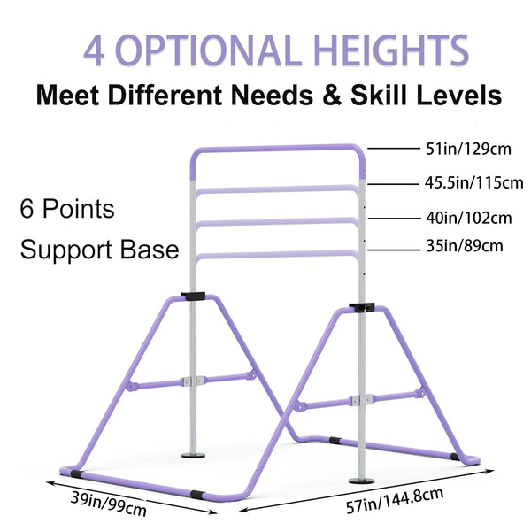 GYMMAGE Gymnastics Bars with Bar Pad, Junior Training Kip Bar Gymnastics Equipment for Home Garden, Adjustable Height Gymnastic Folding Horizontal Bar