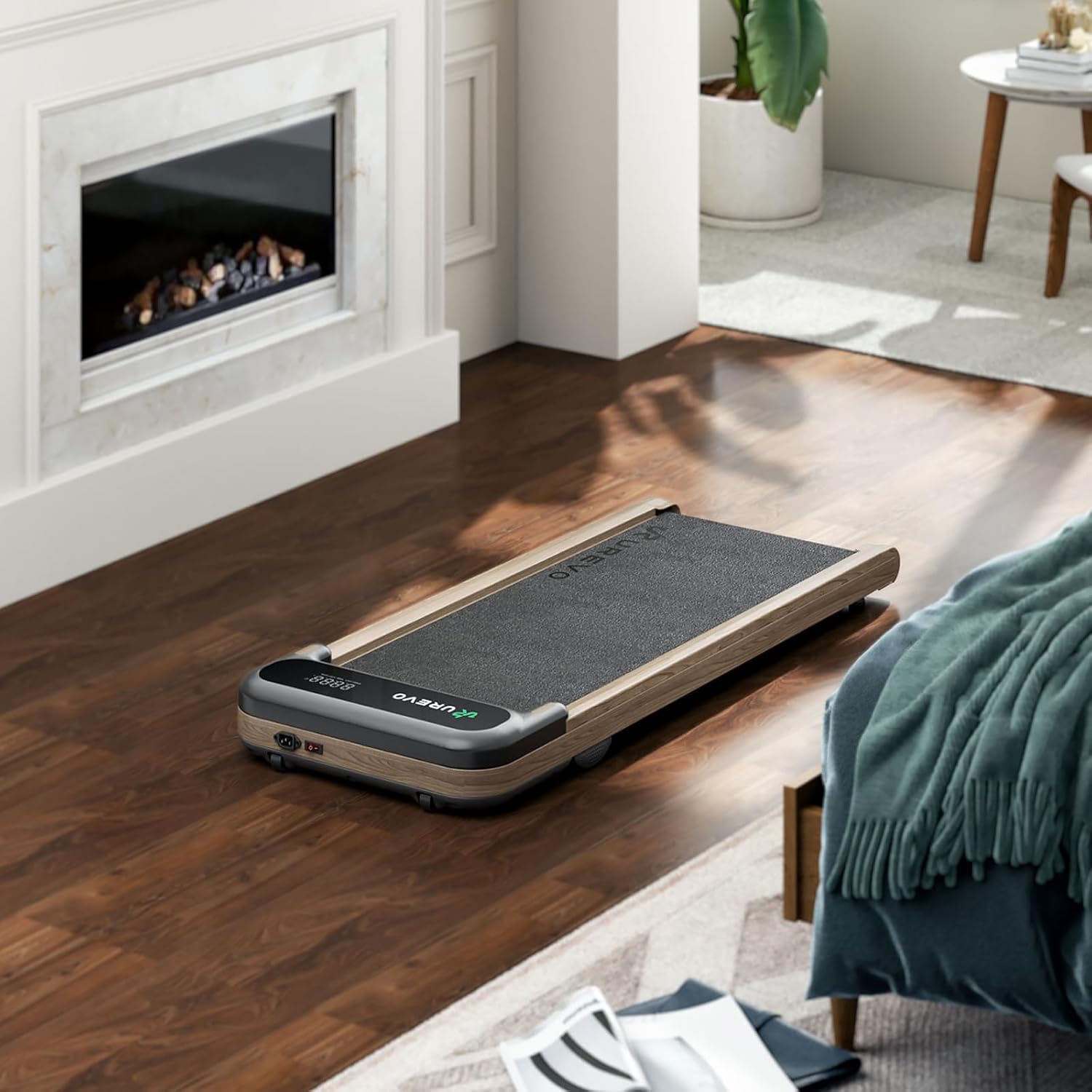 UREVO Smart Walking Pad, Compact Under Desk Treadmill with Double Shock Absorption, Quiet Operation, Workout APP with Track Insights and MIIT Mode, Plug and Play, Remote or APP Control for Home Office