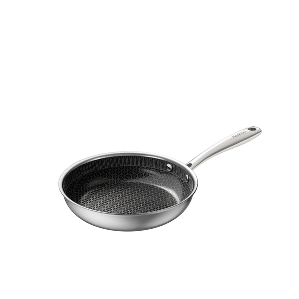 Redchef Non Stick Hybrid Egg/Omelette Pan,20cm Ceramic Frying Pan,Tri-Ply Stainless Steel Skillet,Non Toxic,PFAS PFOA/PTFE Free,Dishwasher/Oven Safe,Suitable for Induction Hobs,8"(Beige)