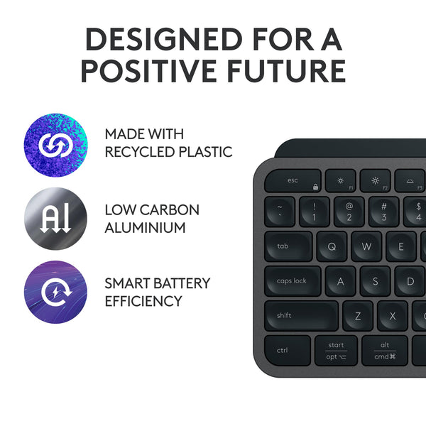 Logitech MX Keys Mini Minimalist Wireless Illuminated Keyboard, Compact, Bluetooth, Backlit, USB-C, Compatible with Apple macOS, iOS, Windows, Linux, Android, Metal Build - Graphite