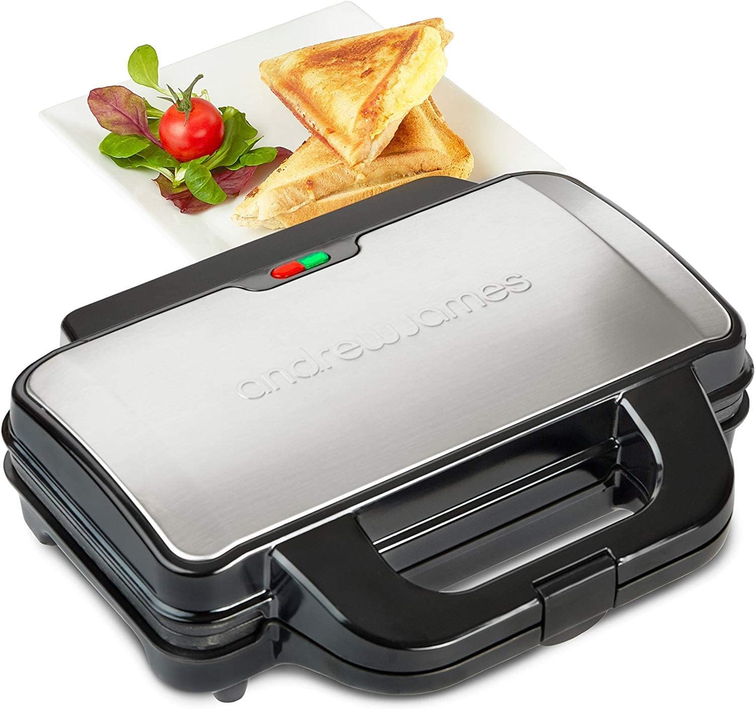 Andrew James Electric Deep Fill Toasted Sandwich Maker Grill, 4 Slice Triangle Press with Cool Touch Handle, Non-Stick Plates for Thick Cheese