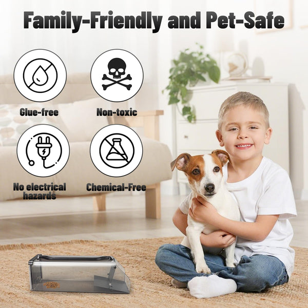 Humane Rat Traps - Transparent Humane Mouse Traps, Effective Mouse Traps for Indoors/Outdoor Rat, Humane Mice Trap, Reusable & Washable Mousetraps Safety for Children and Pets 1230