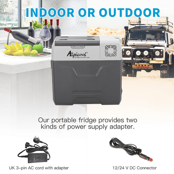 Alpicool CX30 30L Compressor Car Refrigerator, Portable Camping Fridge DC 12v Freezer for Truck, Campervan, RV, Boat, -20℃ to 20℃, with Telescopic Handle, USB Socket