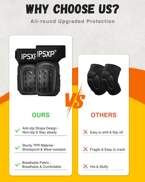 IPSXP Professional Knee Pads for Work,Gardening & Construction Knee Pads for Men and Women with Thick Double Gel Cushion, Strong Adjustable Non-Slip Straps,1 Pair