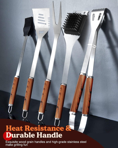 KALAHOL 7-in-1 BBQ Tools Set Extra Thick Stainless Steel Grill Tool Set with Storage Bag, Premium Complete Outdoor BBQ Utensils Set Professional Barbecue Accessories BBQ Kit for Men and Women Gift