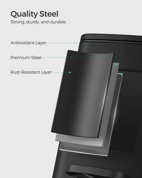 SONGMICS Kitchen Bin, 8-Gallon (30 L) Trash Bin, Steel Pedal Bin, with Inner Bucket, Soft Close and Stays Open, Ink Black LTB593B02