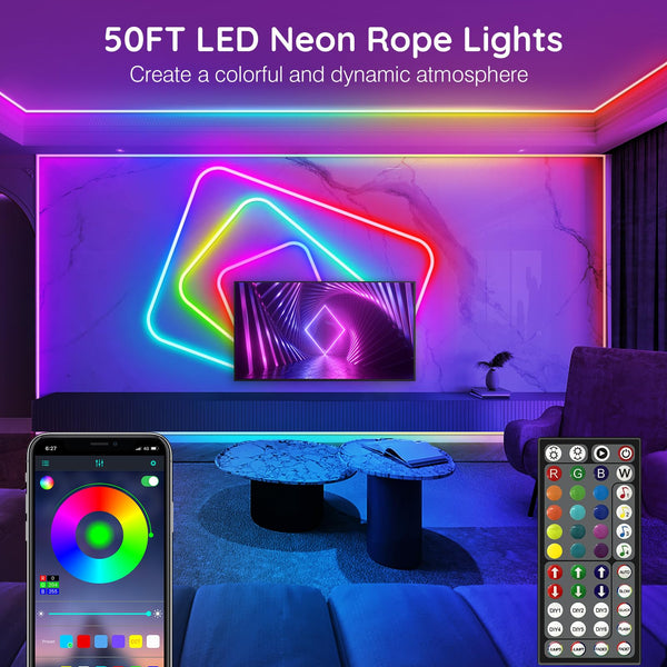 AILBTON Led Neon Rope Lights 10m Flexible Led Rope Lights,Control with App/Remote,Multiple Modes,RGB Neon Music Sync Gaming Strip for Bedroom Indoor