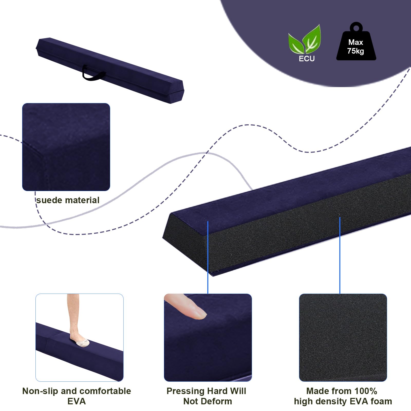 FBSPORT 270 CM Folding Gymnastics Balance Beam for Kids Training, Floor Beam