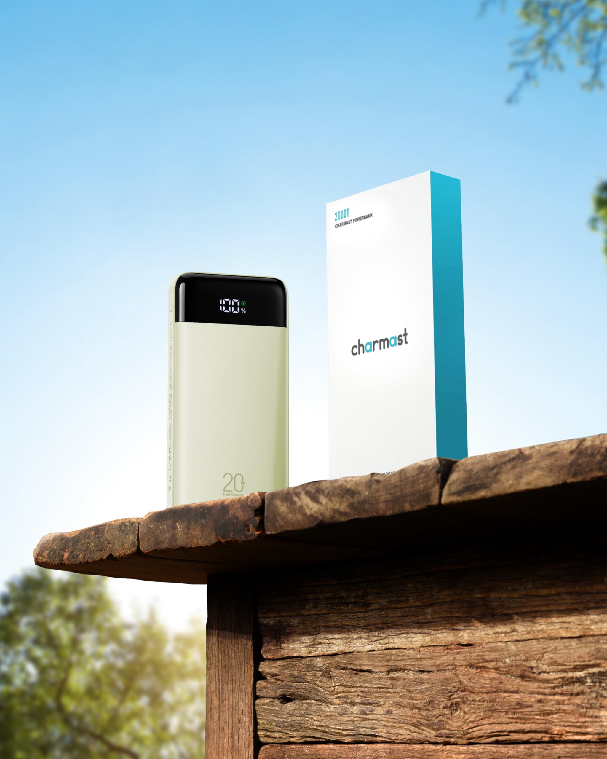 Charmast Power Bank 20000mAh with built-in Cables,Fast Charging 20W PD QC Quick Charge Portable Charger USB C compatiable with Smartphones Tablets and More