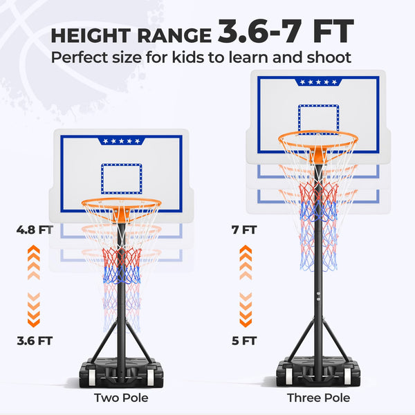 Basketball Hoop Outdoor, Yohood Basketball Hoop and Stand Portable Adjustable Height Net Set System on Wheels Sturdy Backboard for Game Park Garden Indoor