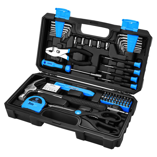 DEKO Tool Kit Set Box 62 Piece Home Repair DIY Tools Basic Hand Toolbox Sets for Home