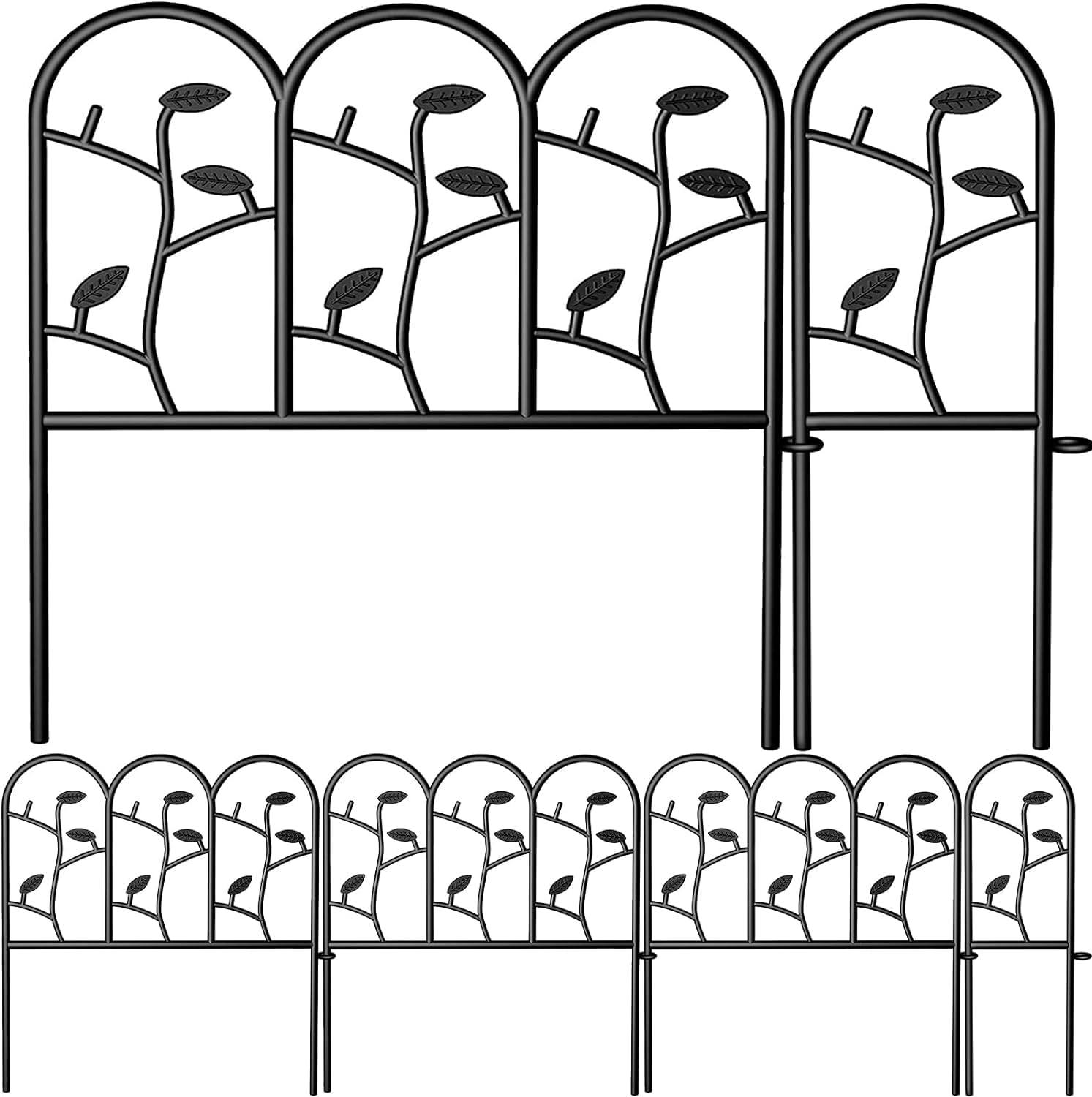 Amagabeli Garden Home Decorative Garden Fence 6 Pieces 46cm x 214cm Metal Garden Border Outdoor Rustproof Landscape Wrought Iron Wire Fencing Folding