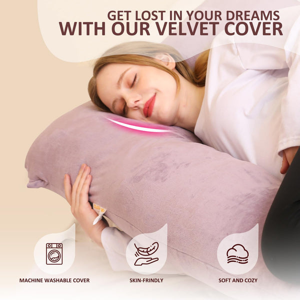 Chilling Home Pregnancy Pillows for Sleeping,U Shaped Maternity Pillow Pillow,55 inch Full Body Pillow Long Pillows for Sleeping, Maternity&Body Pillows for adults with Cover Velvet,Light Black