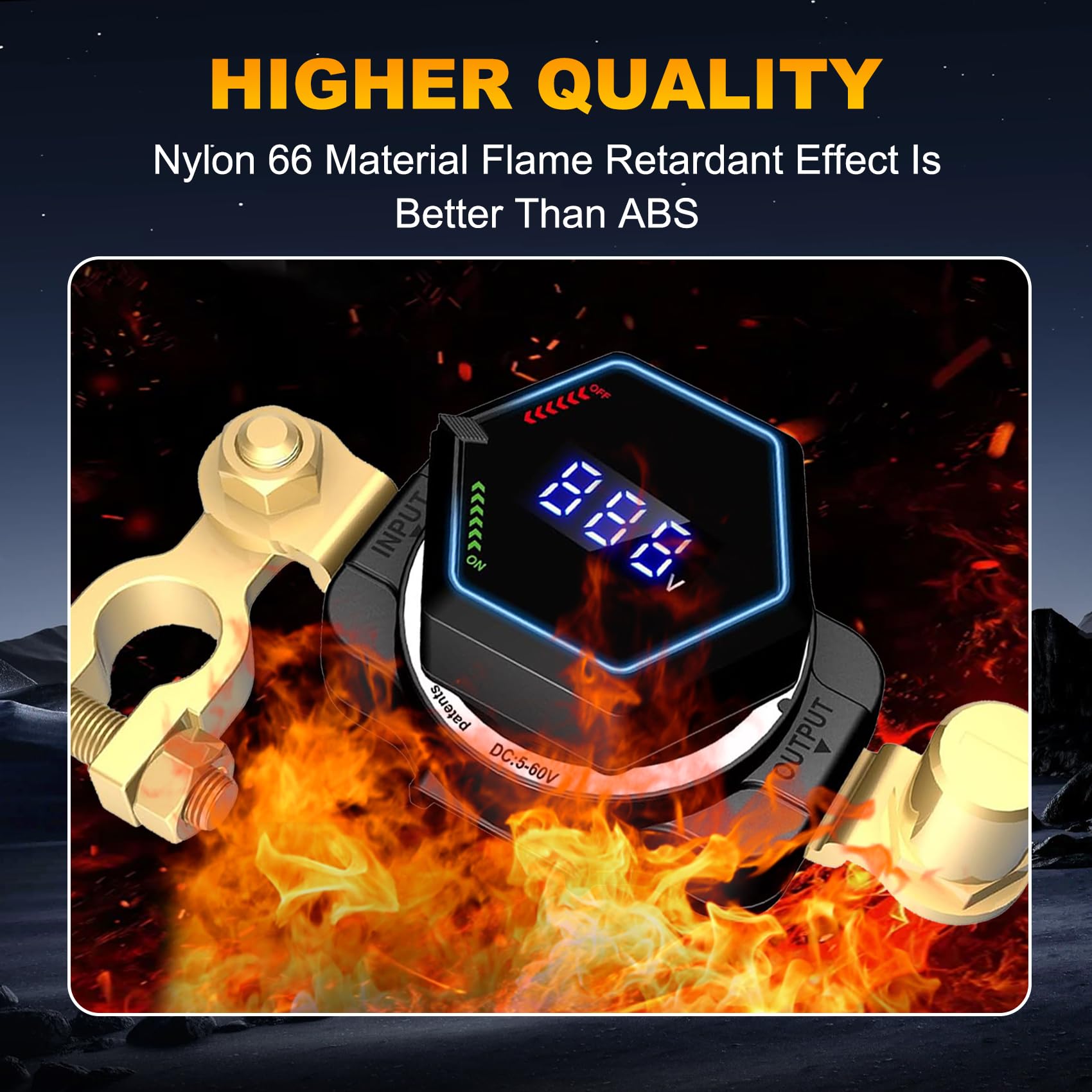 Top Post Battery Isolator Switch with Voltmeter, DC 5-60V Master Isolator On Off Kill Switch Power Cut/Shut Off Switch for Marine Boat RV Car Truck Camper Trailer