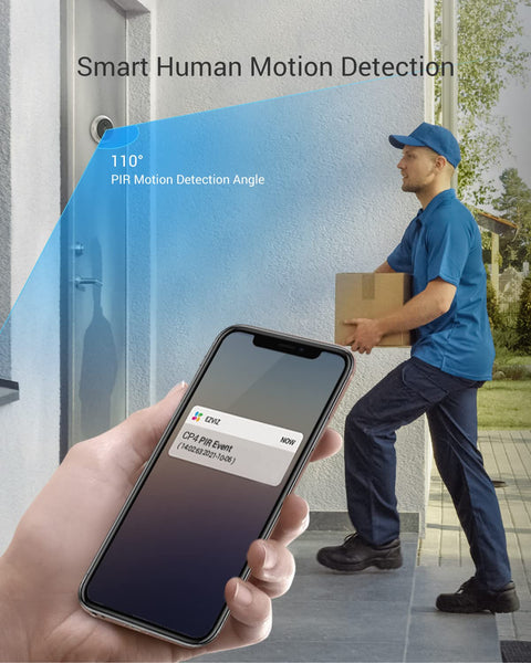 EZVIZ Peephole Camera (Door Viewer Cam) Wireless with 4.3" Monitor, 14–26mm Hole, 35–105mm Door Thickness, 2.4GHz Wi-Fi, 1080P HD Video, APP View, Indoor Colour Screen, No Motion Detection (CP2)