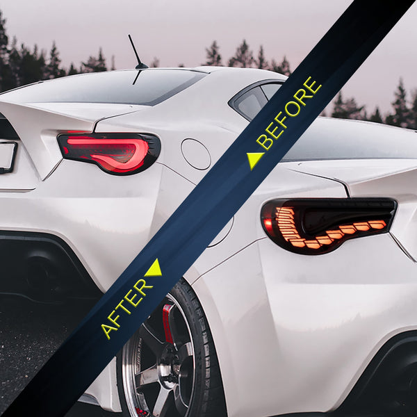 VLAND LED Tail Lights Compatible with Toyota 86 GT86 2012-2020/Subaru BRZ 2013-2020/Scion FR-S 2013-2020, Full LED Rear Light with Sequential Indicator, Red White Lens