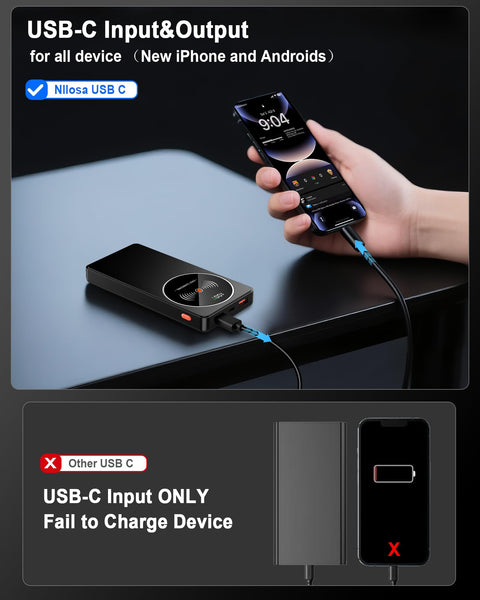 Power Bank Fast Charging 10000mAh, PD3.0 QC4.0 22.5W Portable Charger USB C Input & Output, Powerbank with LED Display, Battery Pack Compatible with iPhone16/15/14/13/12, Samsung, Android More, Black