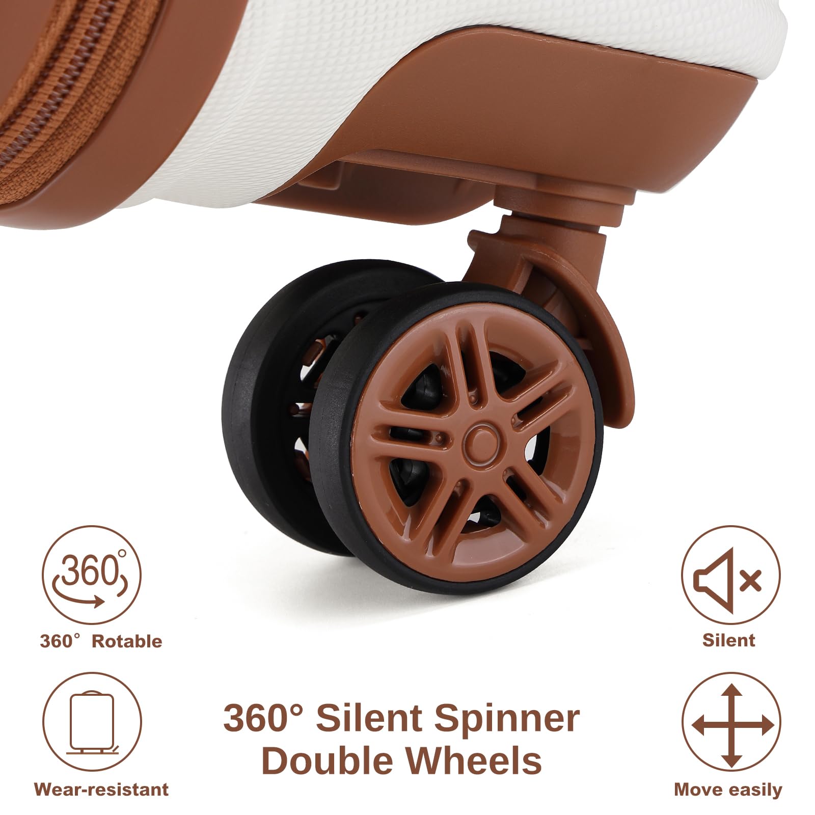 Kono Travel Luggage Sets of 6 Piece Lightweight ABS Hard Shell Trolley Case with TSA Combination Lock 20" 24" 28" Suitcase + 12" Beauty Case + Duffel Bag & Toiletry Bag (Cream White)