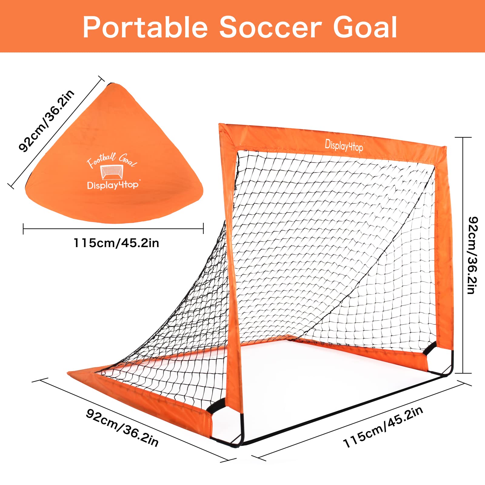 Display4top Set of 2 Football Goal with Carry Bag, Footballs Net for Kids Teens, Foldable Pop-up Goals Indoor Outdoor Sport Training for Garden, Park,