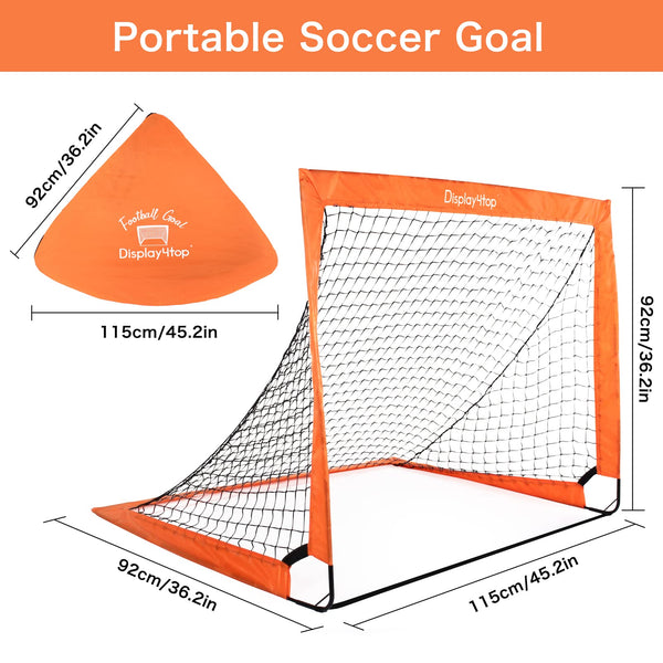 Display4top Set of 2 Football Goal with Carry Bag, Footballs Net for Kids Teens, Foldable Pop-up Goals Indoor Outdoor Sport Training for Garden, Park,