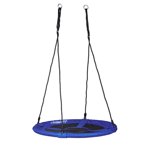 Relaxdays Round Nest Swing, Enclosed Seat, Up to 100 kg, Outdoor, HxWxD: 153 x 90 x 90 cm, Plate Swing, Dark Blue