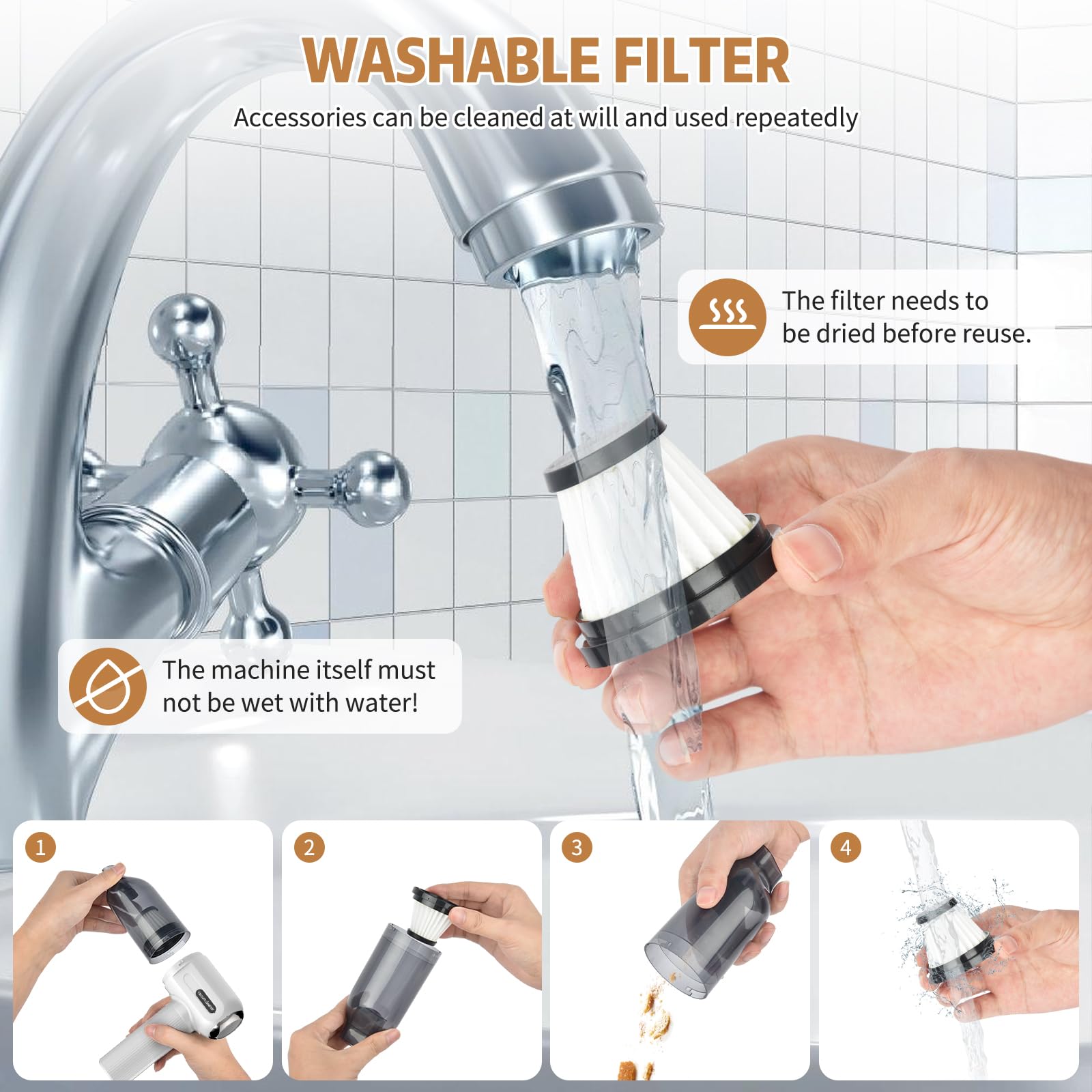 Handheld Vacuum Cordless, 9000Pa Powerful Car Vacuum Cleaner, Rechargeable Portable Lightweight Mini Vacuum Cleaner, USB Car Vacuum Cleaner Car Cleaner for Pet Hair, Car, Home, Office, Kitchen