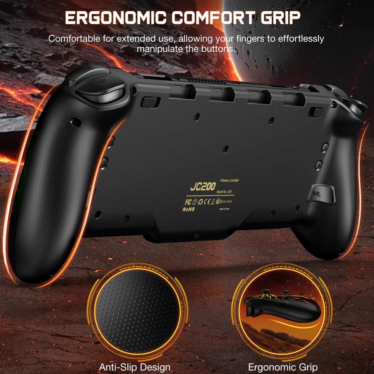 HASACOOL Switch Controller for Nintendo Switch/OLED, Handheld One-Piece Joycon Controllers with RGB Lights, TURBO, Vibration, Back Button