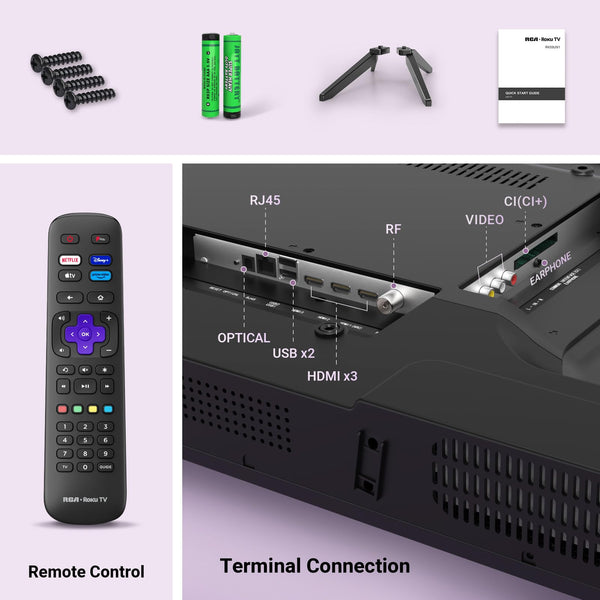 RCA RB24H2CU 24" inchFreeview HD TV DVB-T2/C/S2 Dolby Digital Audio, LED Backlighting Display, HDMI VGA PC SCART USB Travel Small TV for Motorhome and Campervan,Caravans,12 Volt