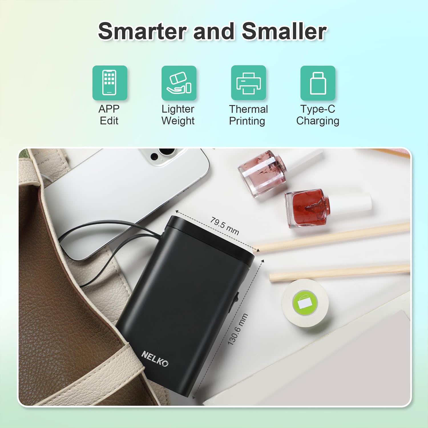 Nelko Label Maker Machine with Tape, P21 Portable Bluetooth Label Printer, Wireless Handheld Sticker Maker Mini Label Makers with Multiple Templates for Organizing Storage Barcode Office, White 1 pack