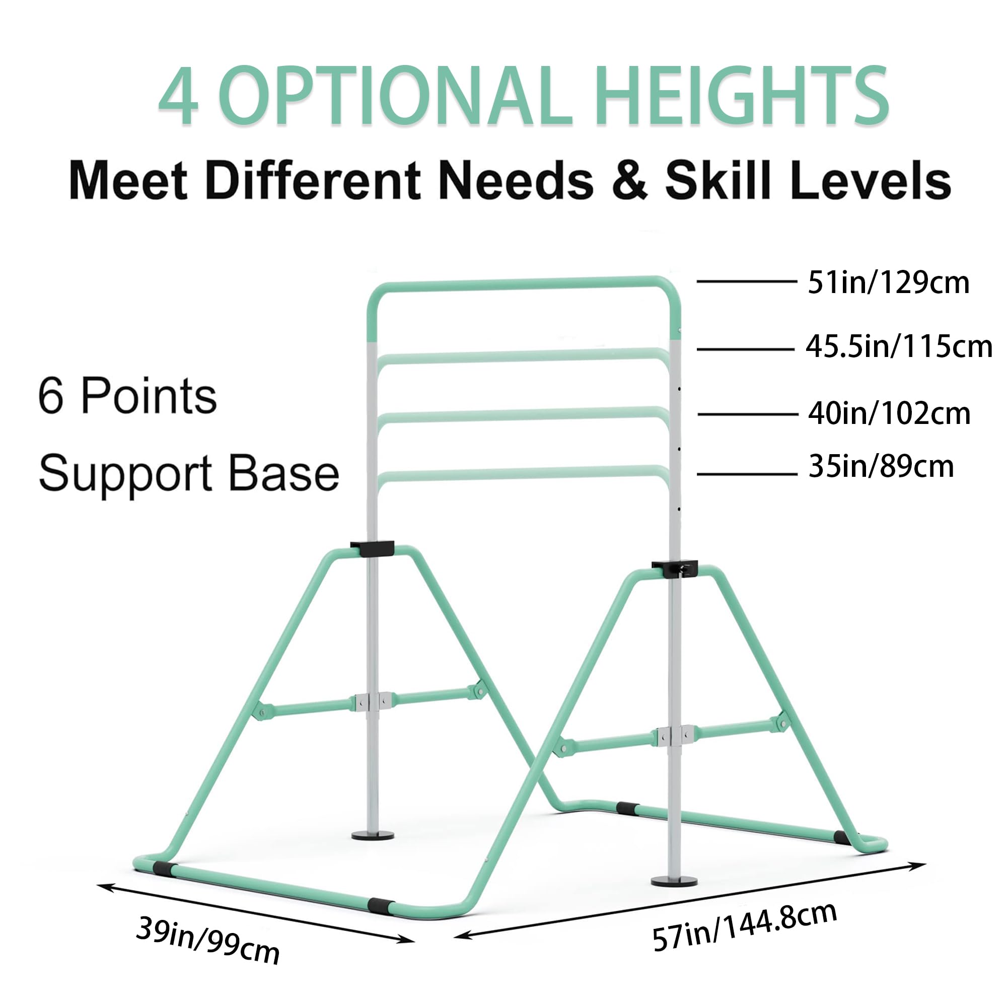 GYMMAGE Gymnastics Bars with Bar Pad, Junior Training Kip Bar Gymnastics Equipment for Home Garden, Adjustable Height Gymnastic Folding Horizontal Bar